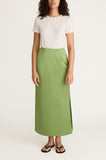 Slub Sateen Midi Skirt