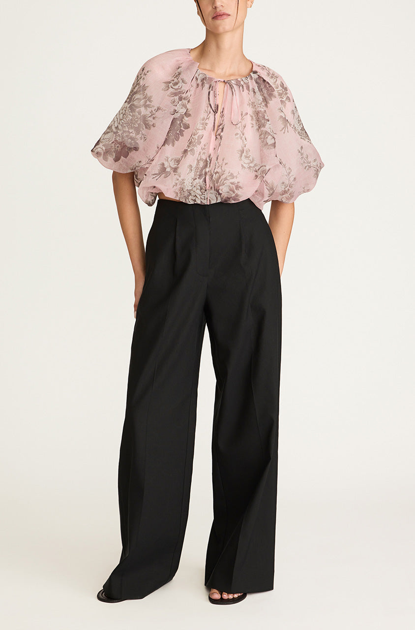 Black Wide-Leg Hollywood Waist Pants High Waist Trouser in Black by Rebecca Taylor