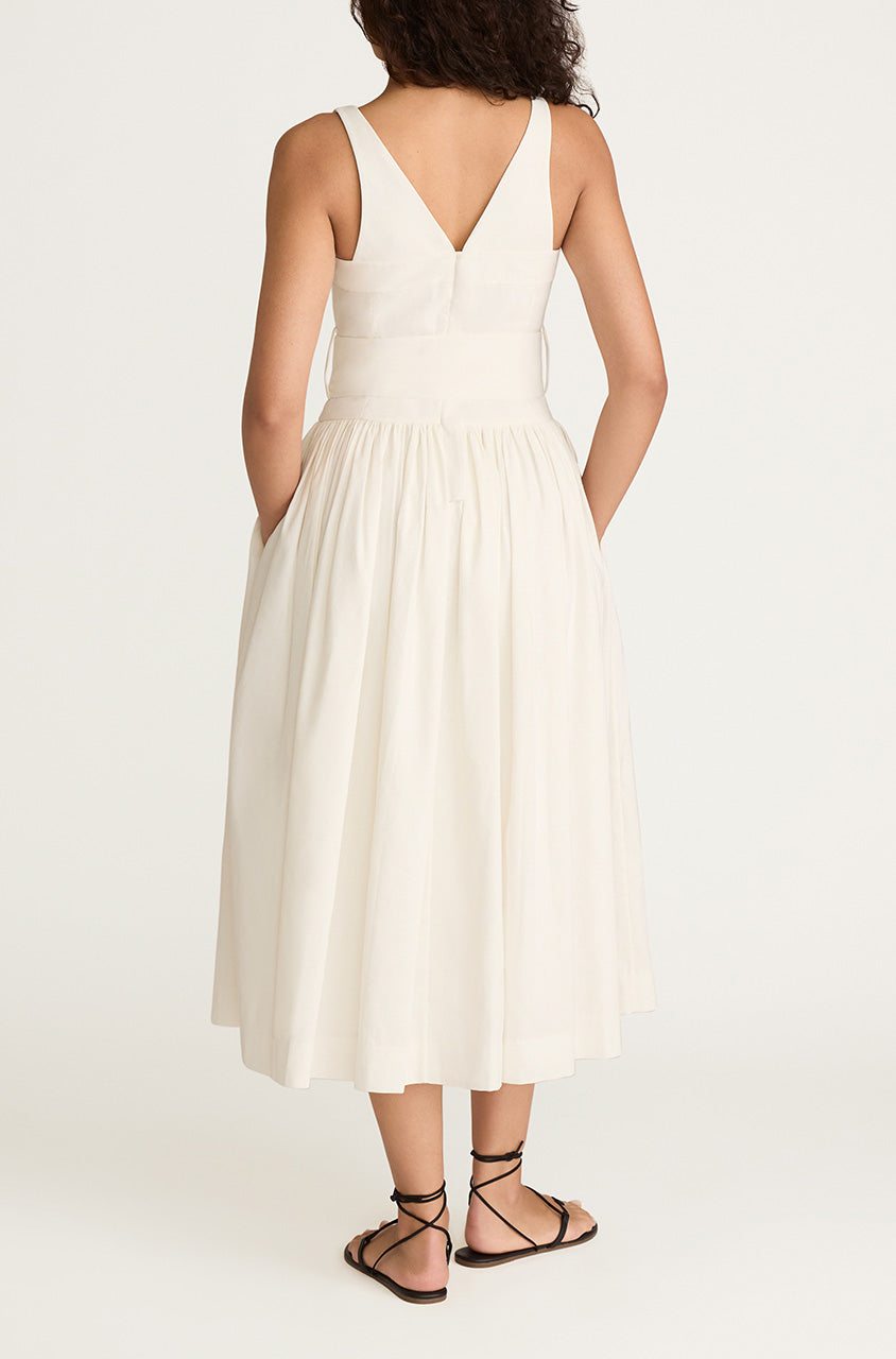 Off-White Belted Long Dress Ottoman Belted Bustier Shirt Dress in Off White by Rebecca Taylor