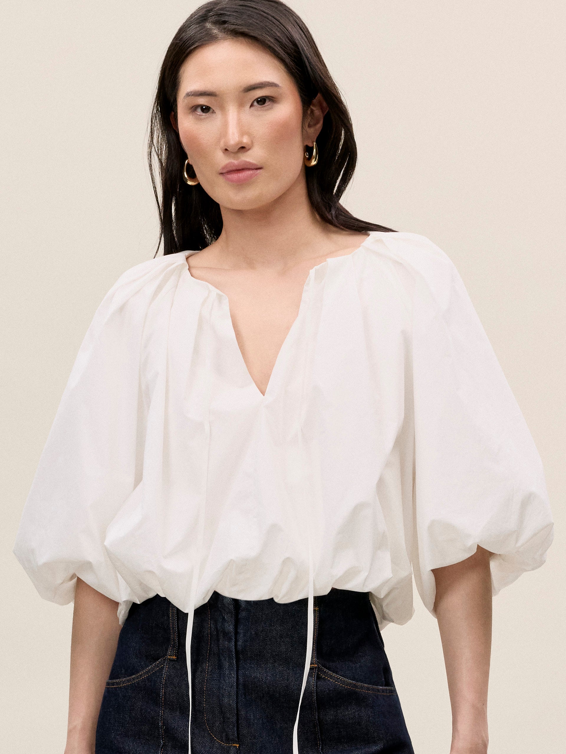 Priya Bubble Top in Milk by Rebecca Taylor