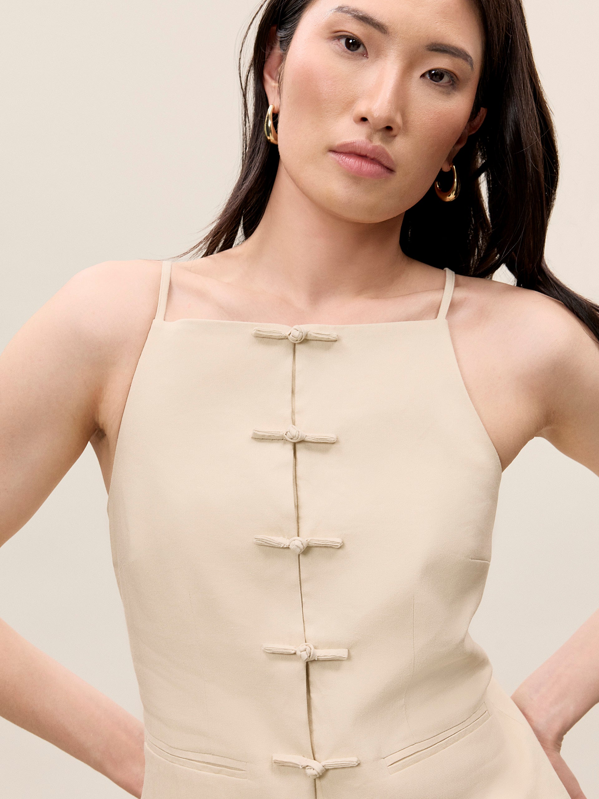 Beatrice Stretch Linen Skirt in Sand by Rebecca Taylor