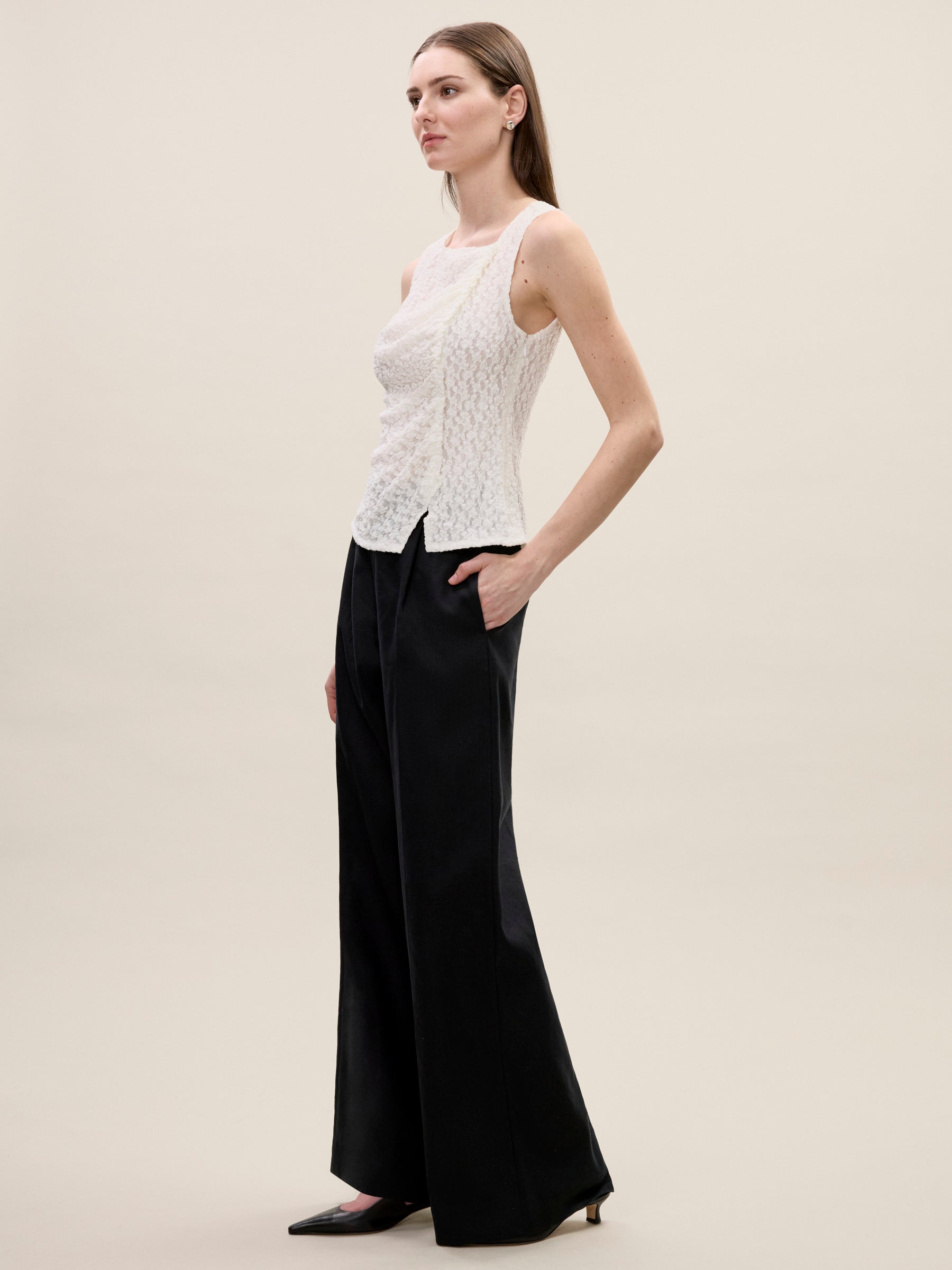 Fiona Stretch Lace Top in White by Rebecca Taylor