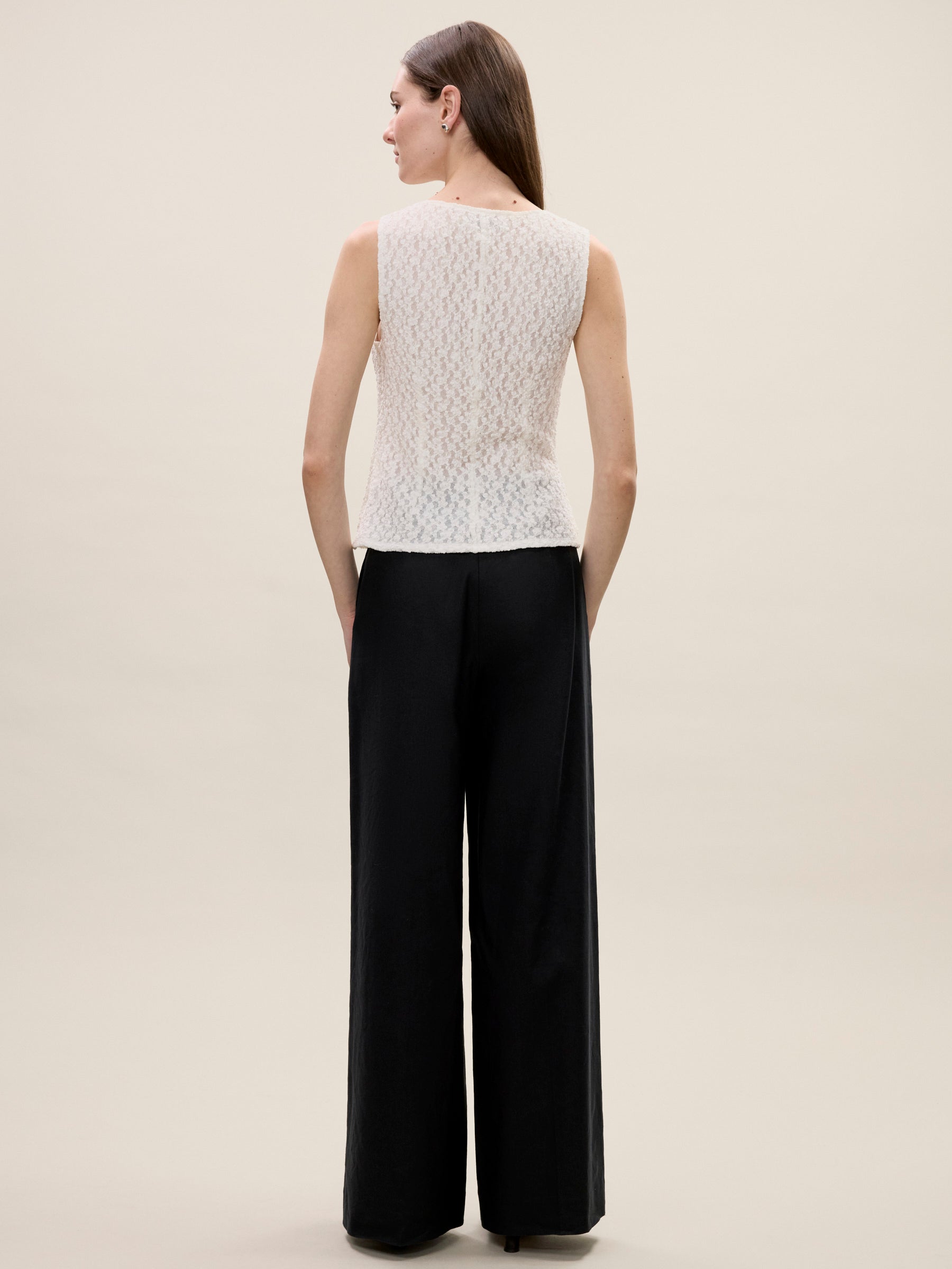 Fiona Stretch Lace Top in White by Rebecca Taylor