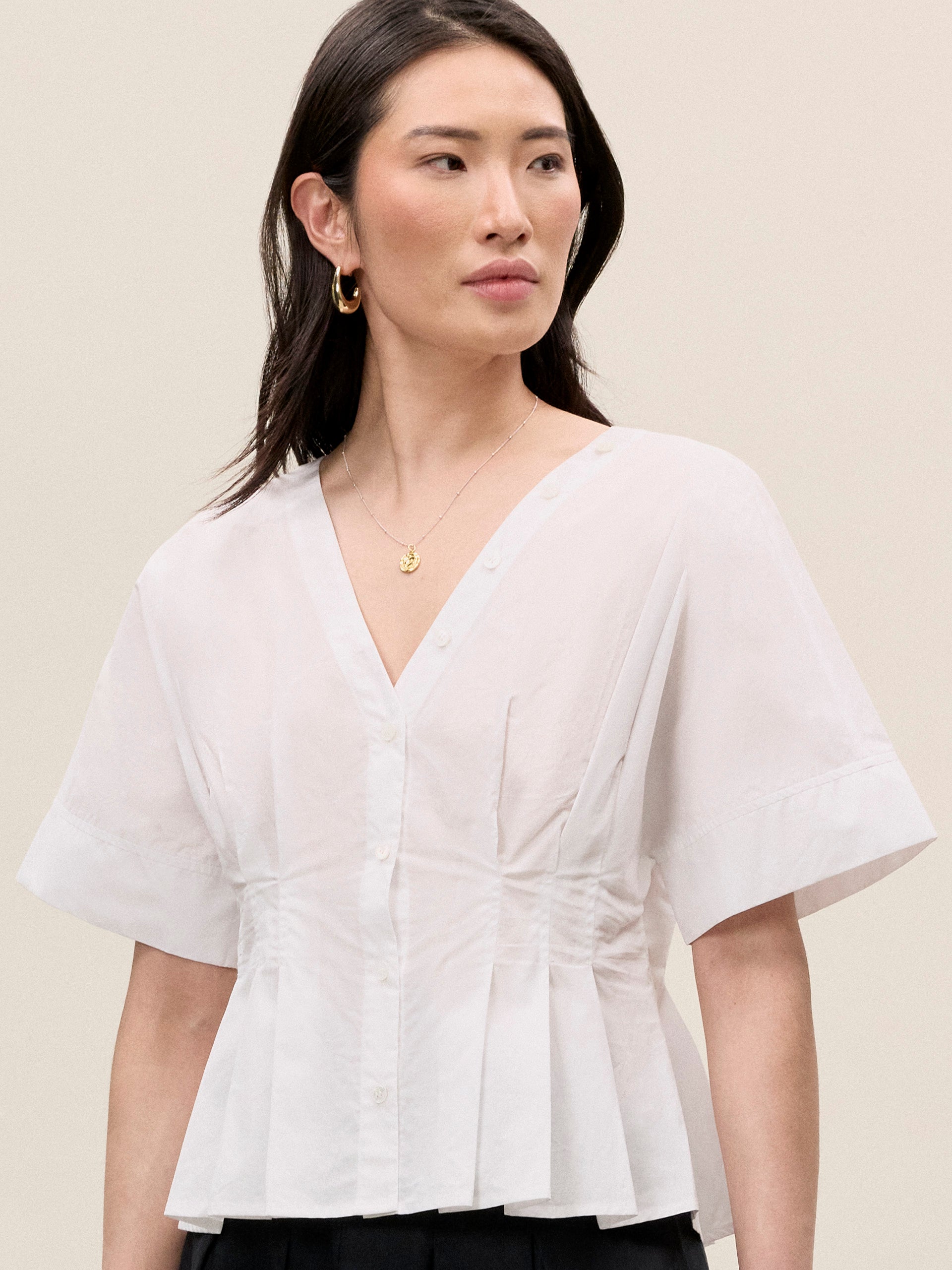Priya Poplin Top in Milk by Rebecca Taylor