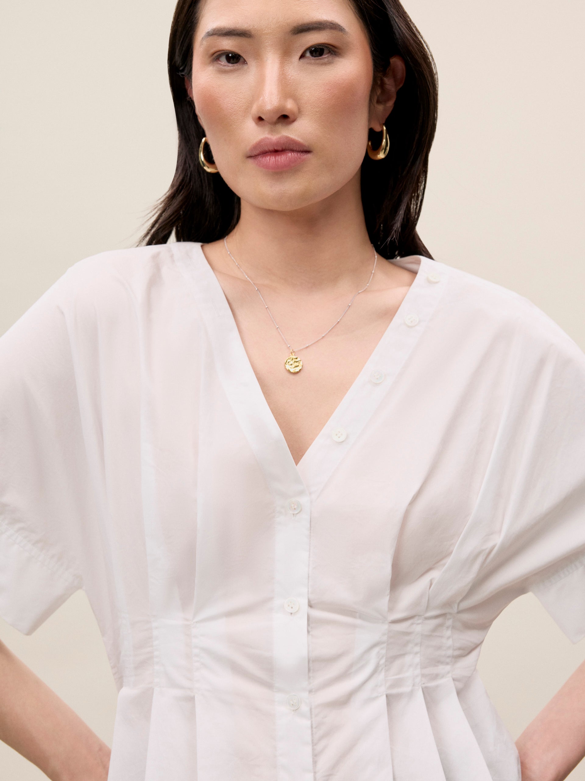 Priya Poplin Top in Milk by Rebecca Taylor