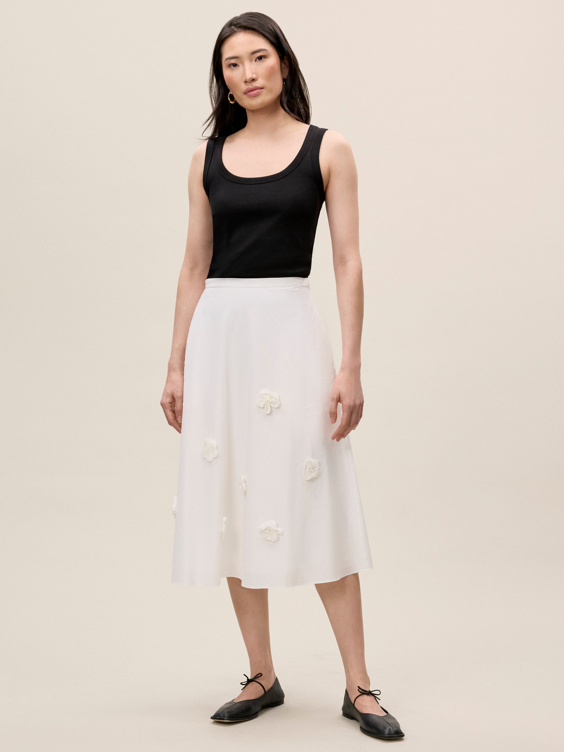 Priya Poplin Skirt in Milk by Rebecca Taylor