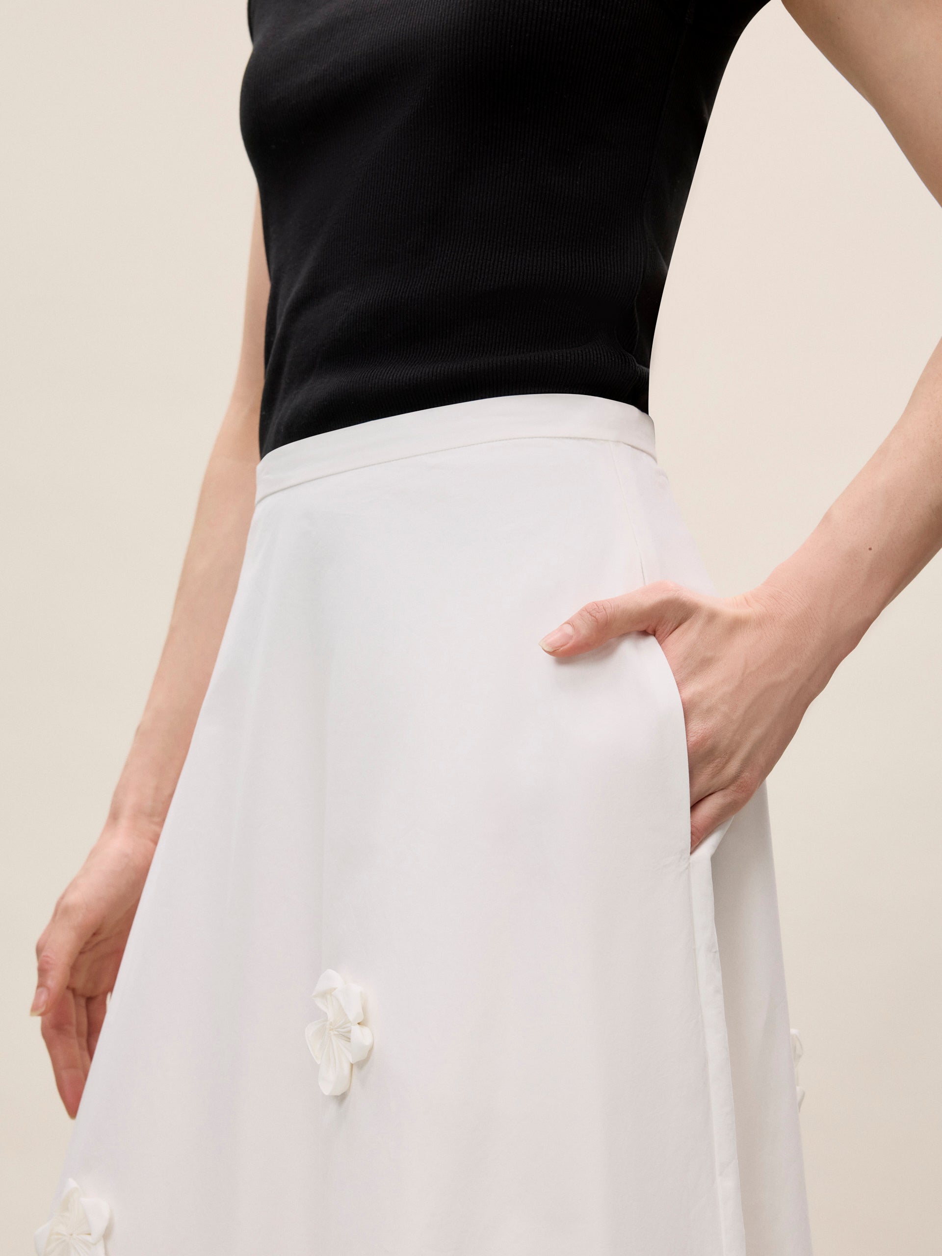 Priya Poplin Skirt in Milk by Rebecca Taylor