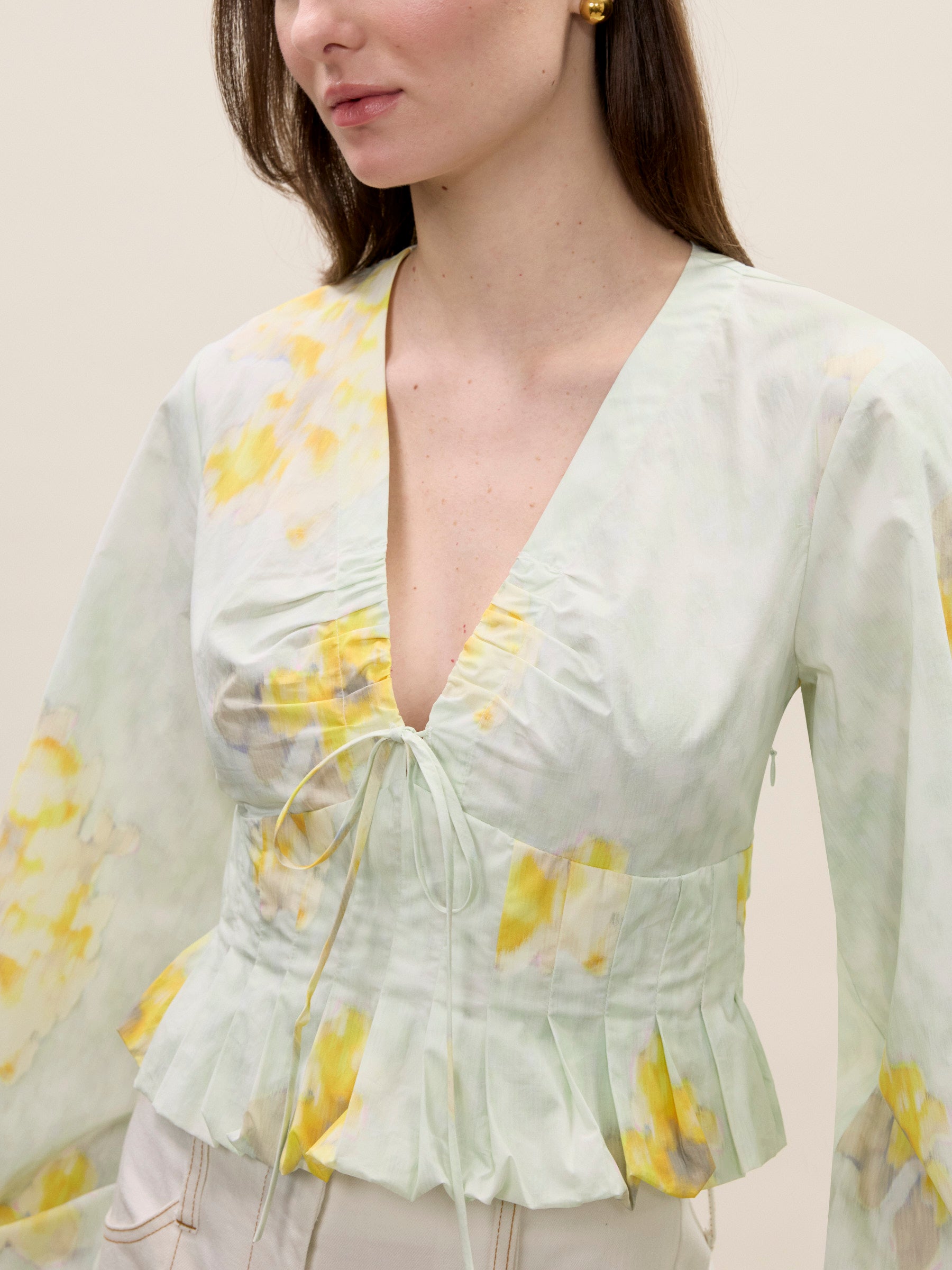 Yara Poplin Blouse in Sage Combo by Rebecca Taylor