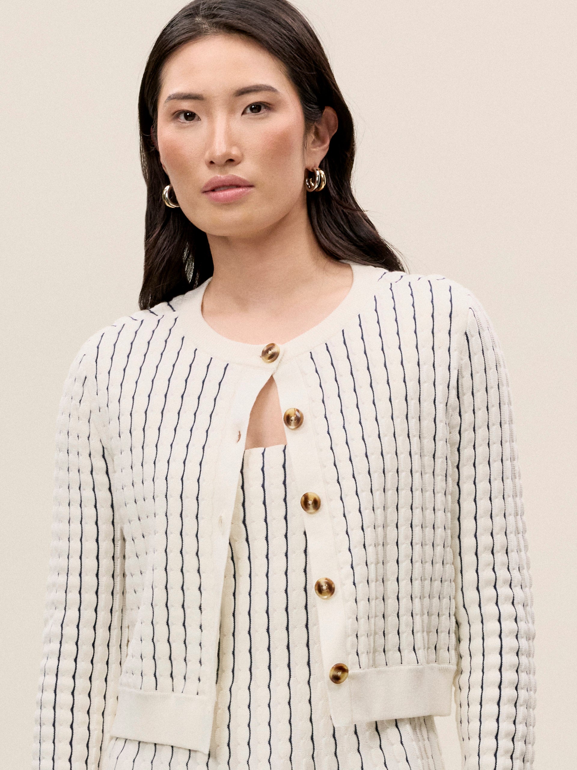 Dorothy Knit Cardigan in Ivory by Rebecca Taylor
