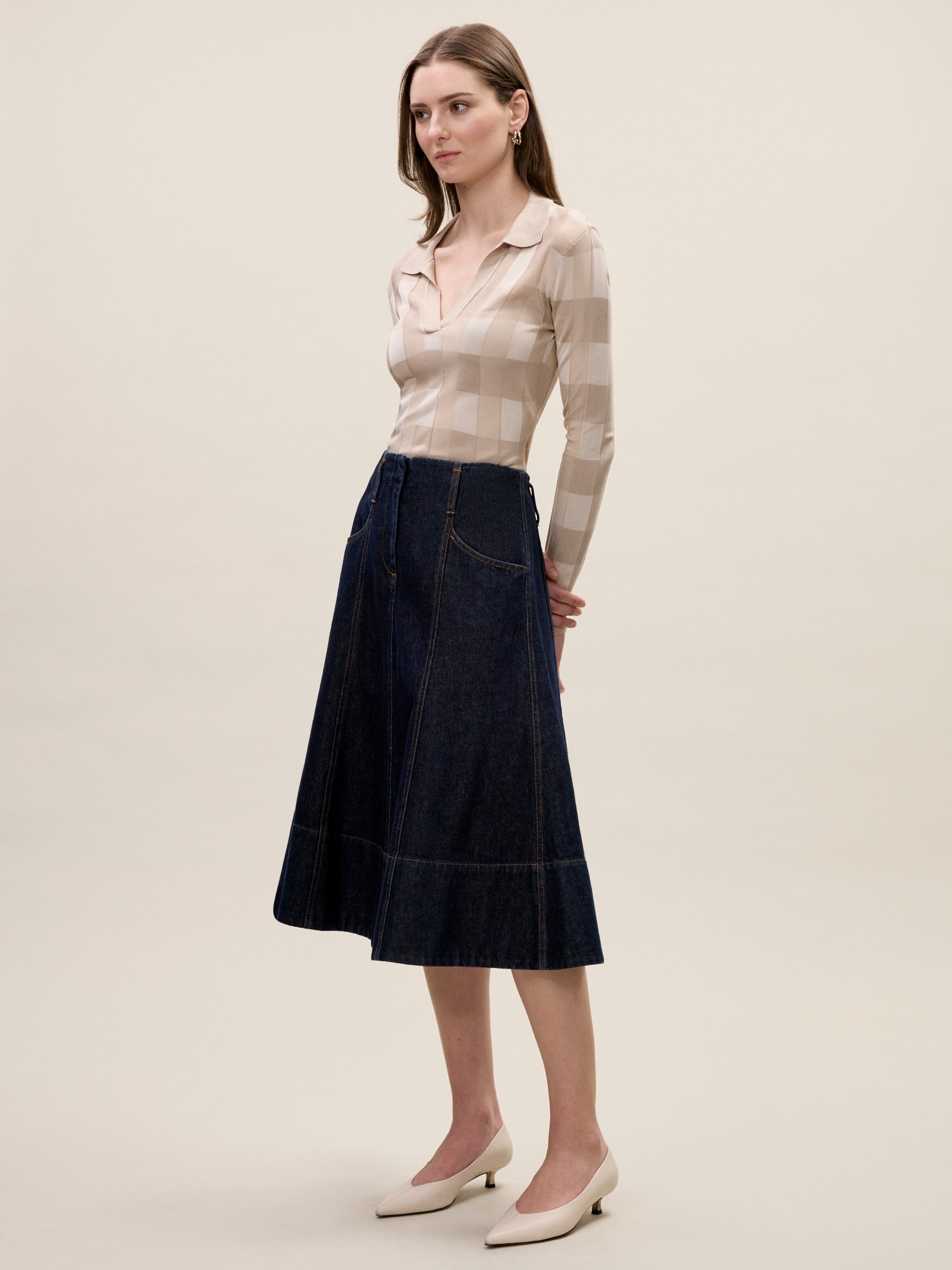 Sheer Knit Sweater in Sand Multi by Rebecca Taylor