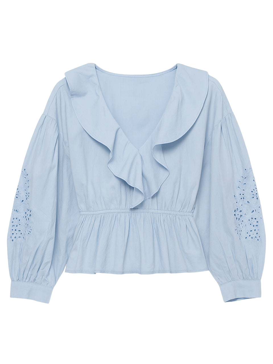 Lorelai Embroidered Blouse in Chambray by Rebecca Taylor