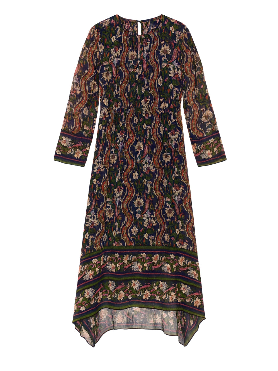 Isha Long Sleeve Dress in Navy Combo by Rebecca Taylor