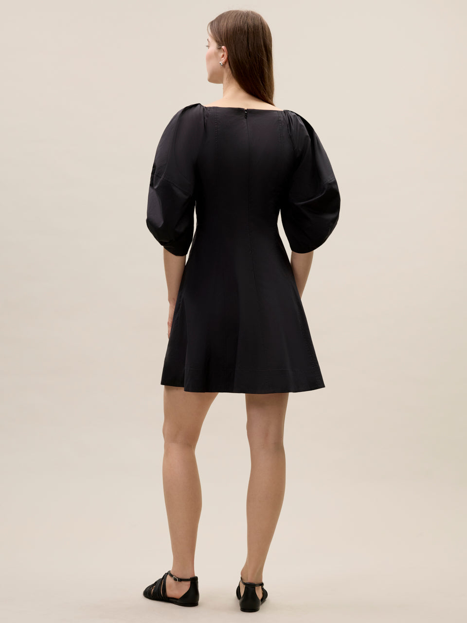 Isla Poplin Mini Dress in Black by Rebecca Taylor