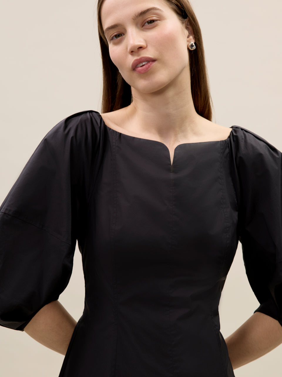 Isla Poplin Mini Dress in Black by Rebecca Taylor