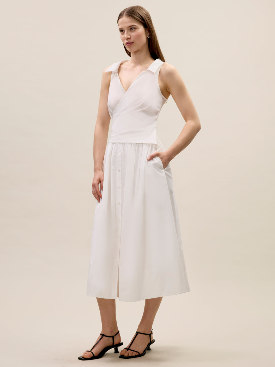 Isla Poplin Dress in Milk by Rebecca Taylor
