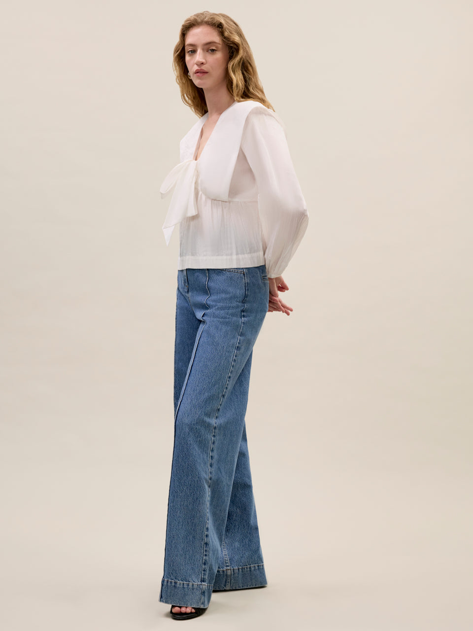 Marietta Cape Blouse in Milk by Rebecca Taylor