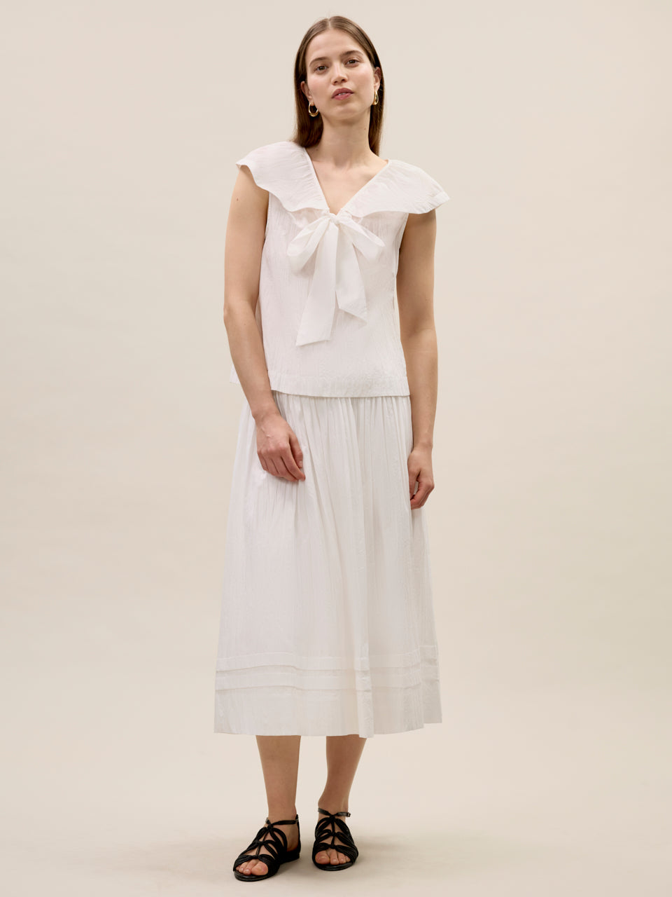 Marietta Crinkle Top in Milk by Rebecca Taylor