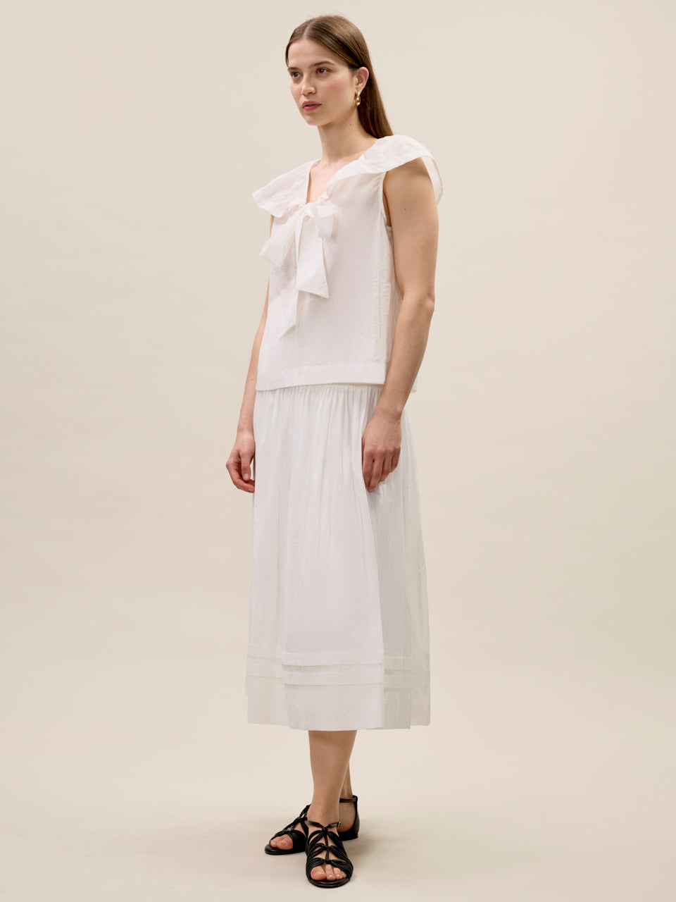 Marietta Crinkle Top in Milk by Rebecca Taylor