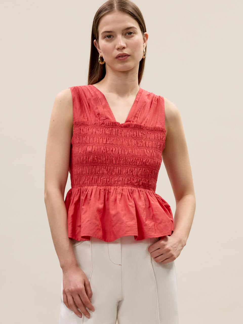 Merrick Silk Cotton Top in Scarlet by Rebecca Taylor
