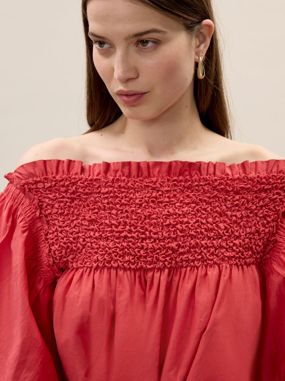 Merrick Silk Cotton Midi Dress in Scarlet by Rebecca Taylor