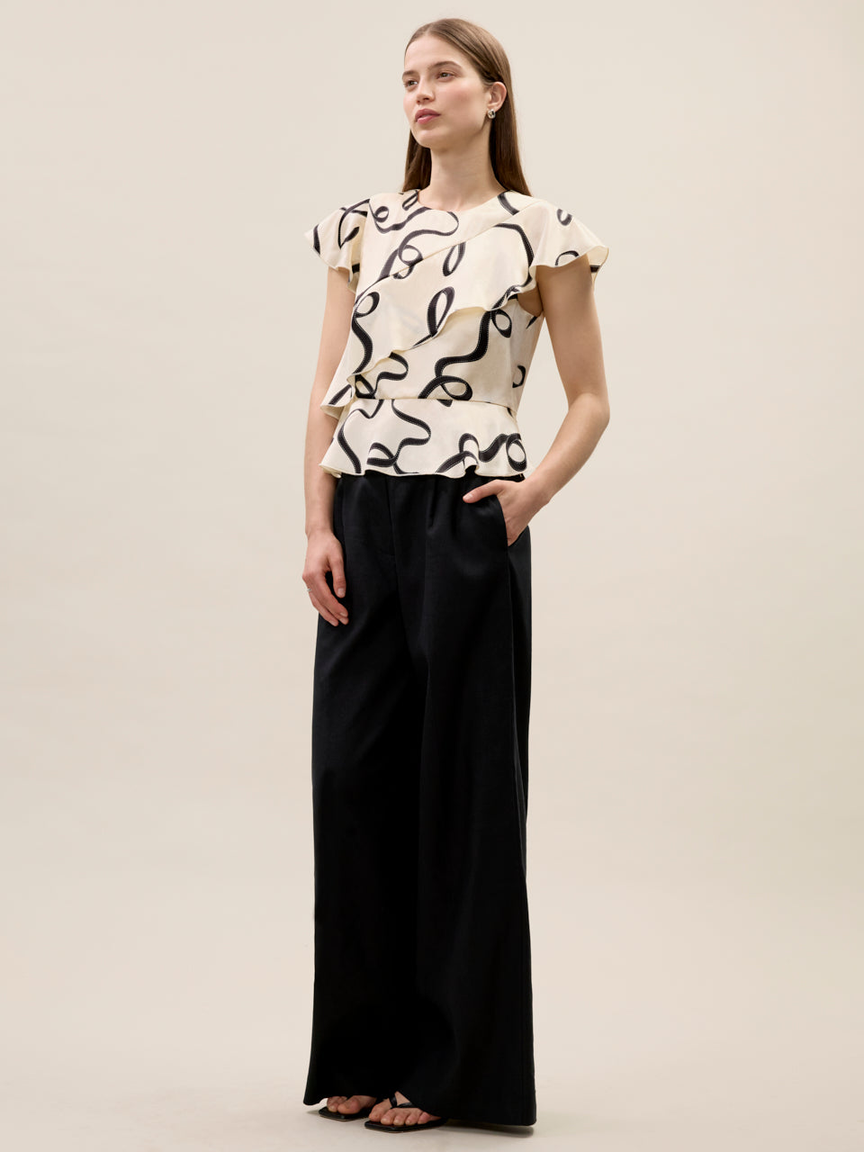 Hollis Satin Top in Ribbon Print by Rebecca Taylor