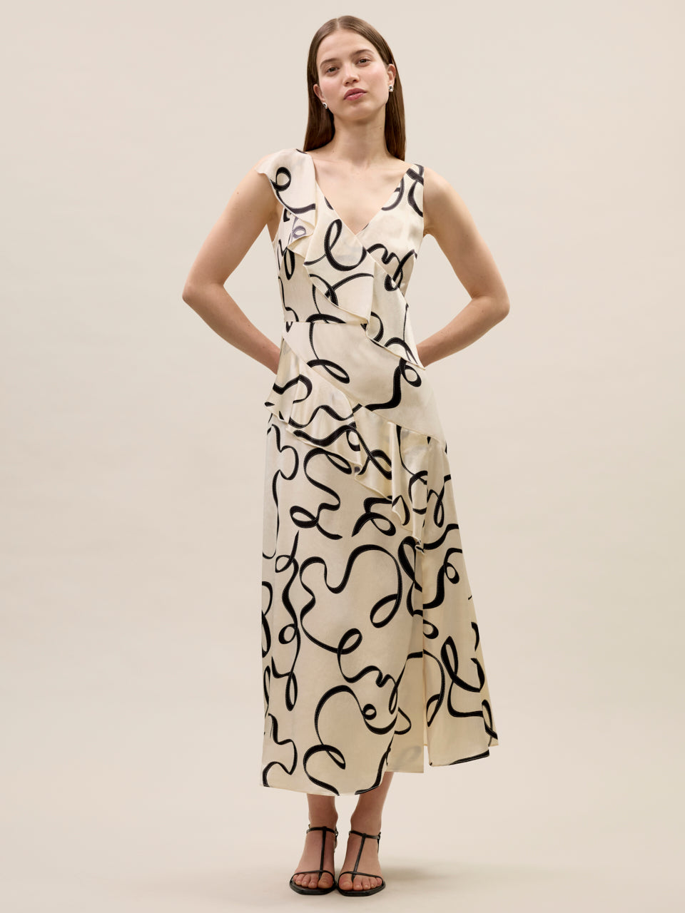 Hollis Satin Dress in Ribbon Print by Rebecca Taylor