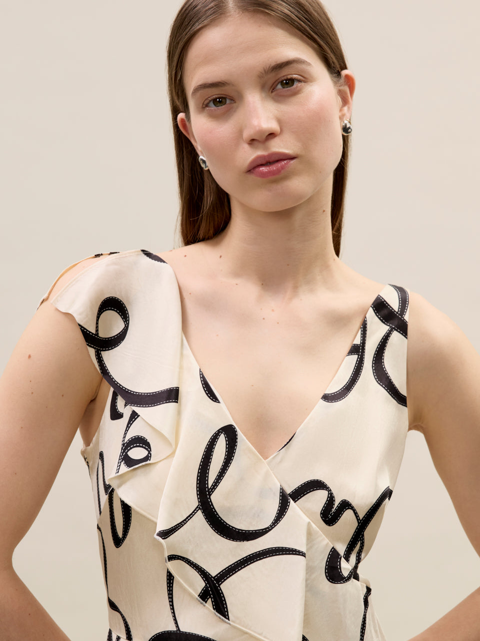 Hollis Satin Dress in Ribbon Print by Rebecca Taylor