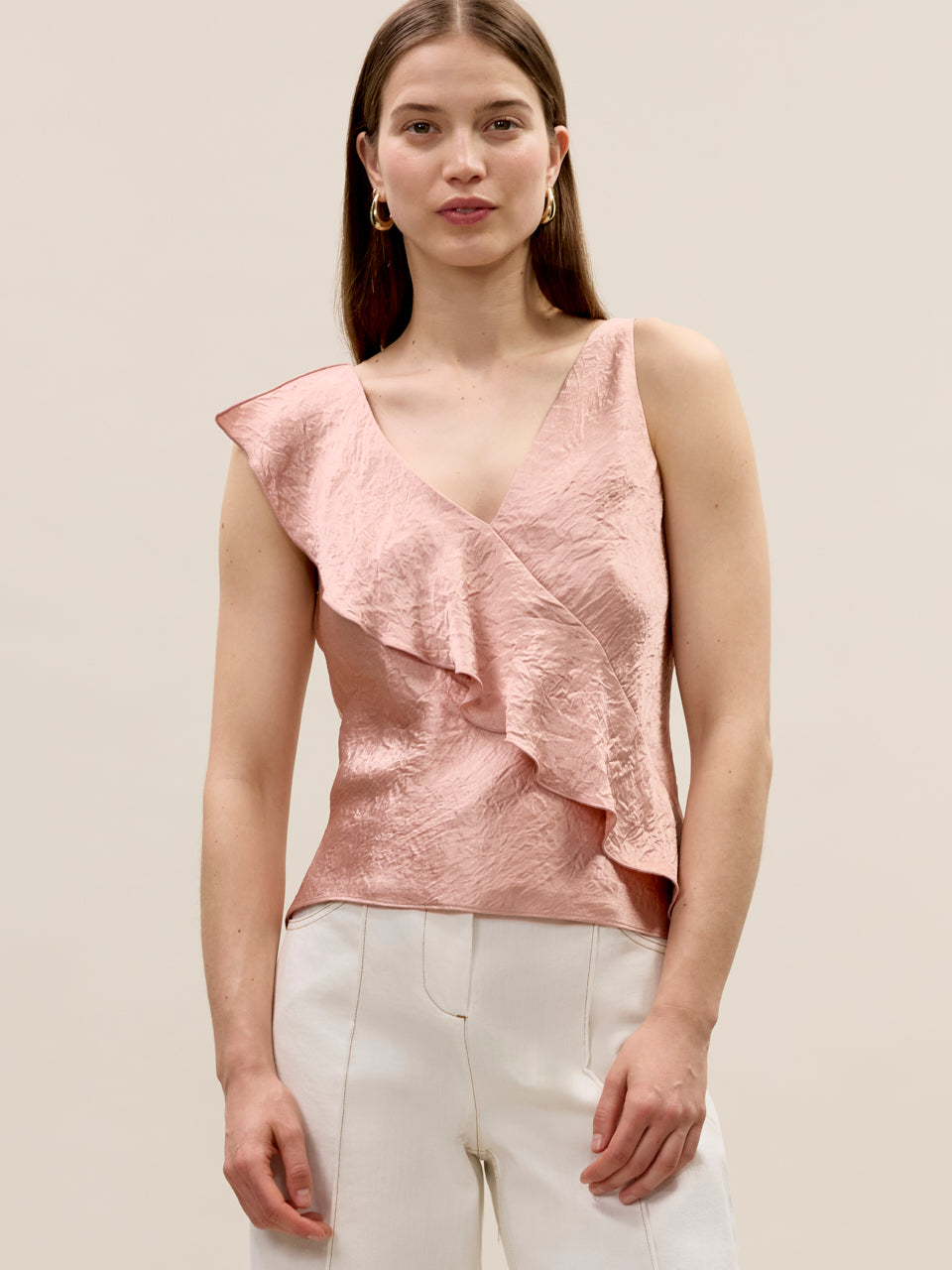 Hollis Satin Tank in Rouge by Rebecca Taylor