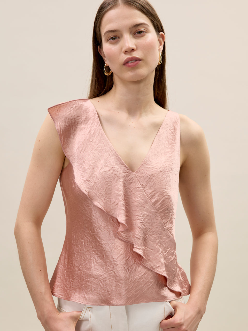 Hollis Satin Tank in Rouge by Rebecca Taylor