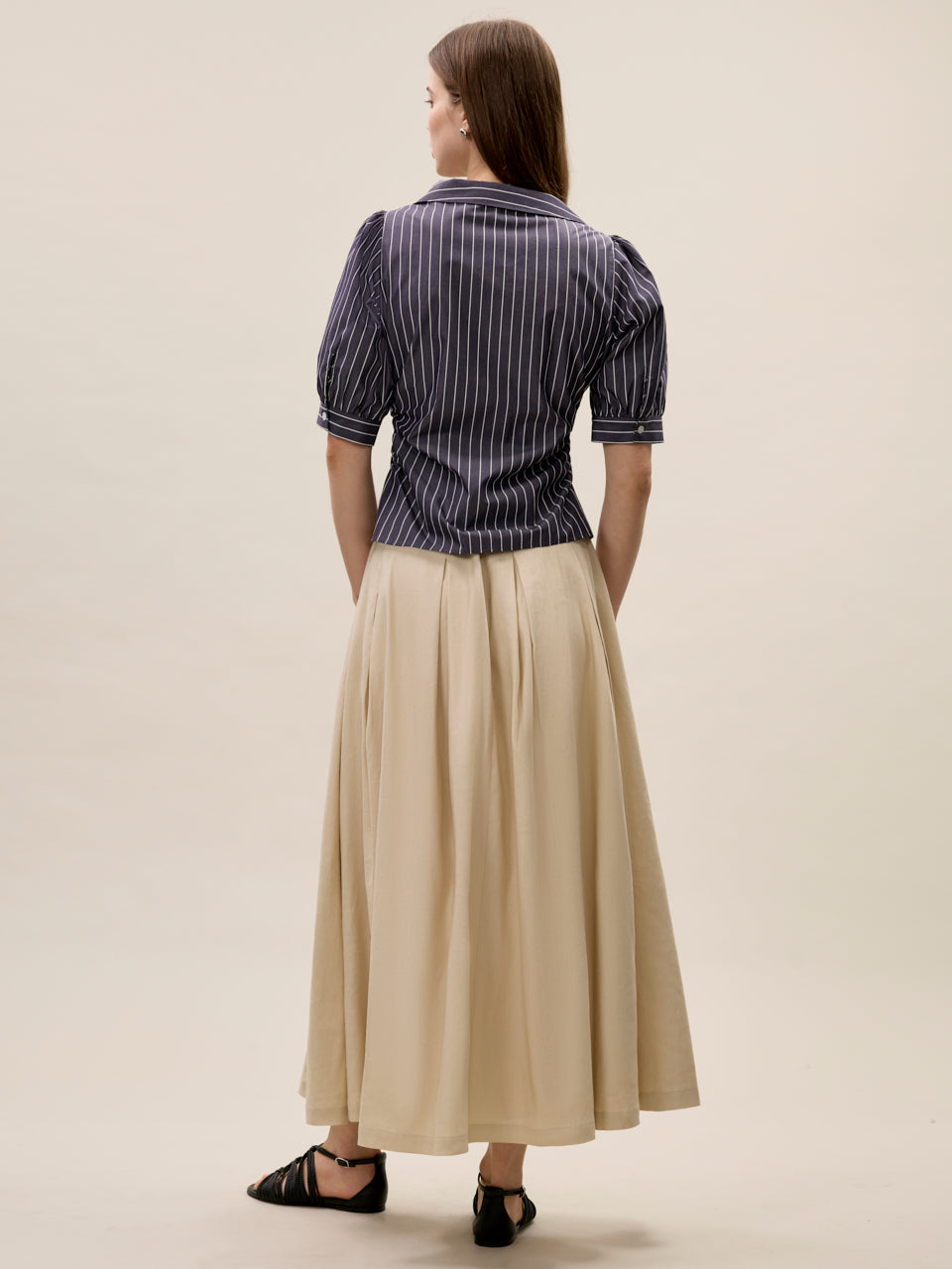 Isla Stripe Poplin Shirt in Navy Stripe by Rebecca Taylor