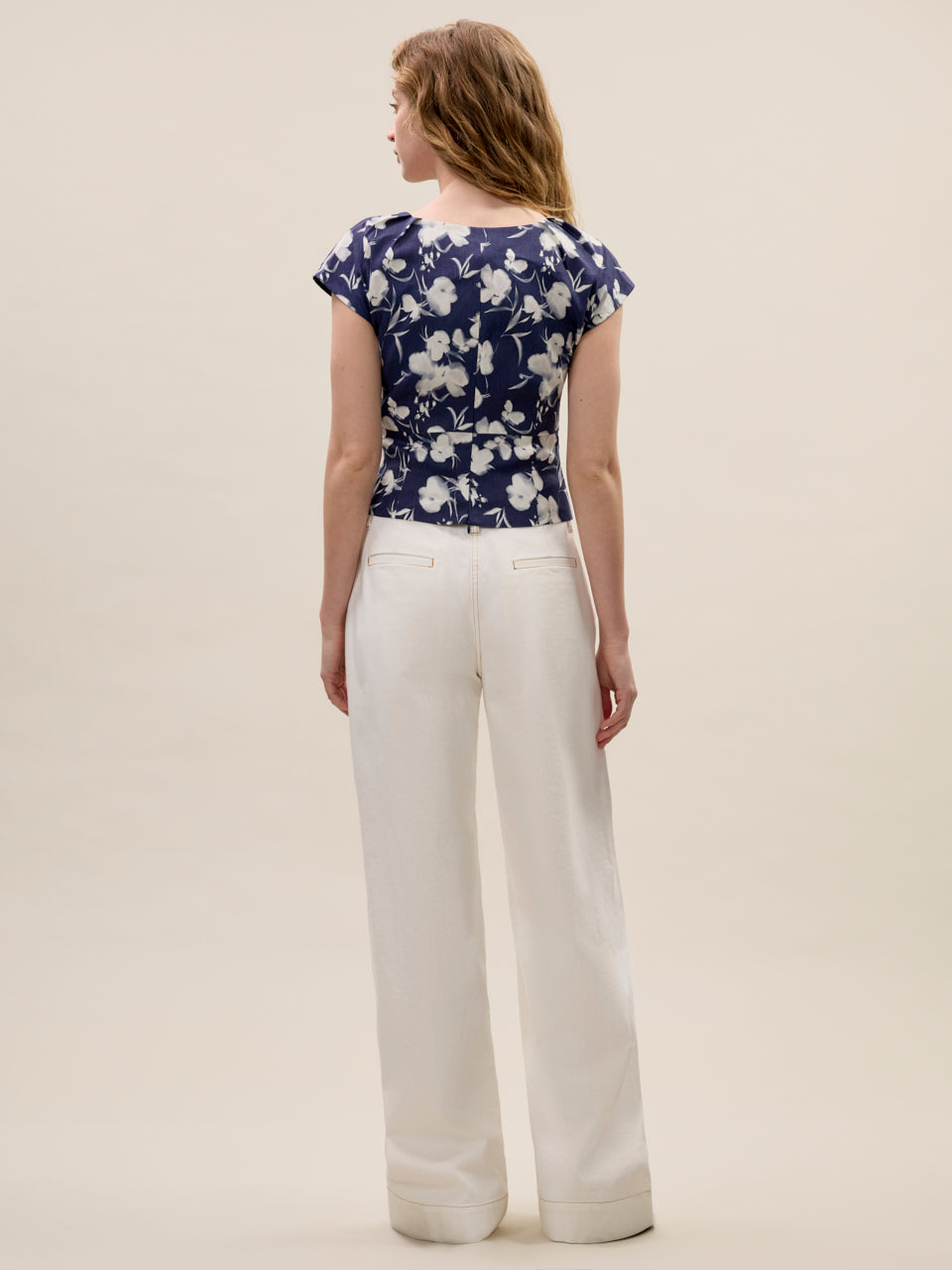 Bea Linen Blouse in Navy Combo by Rebecca Taylor