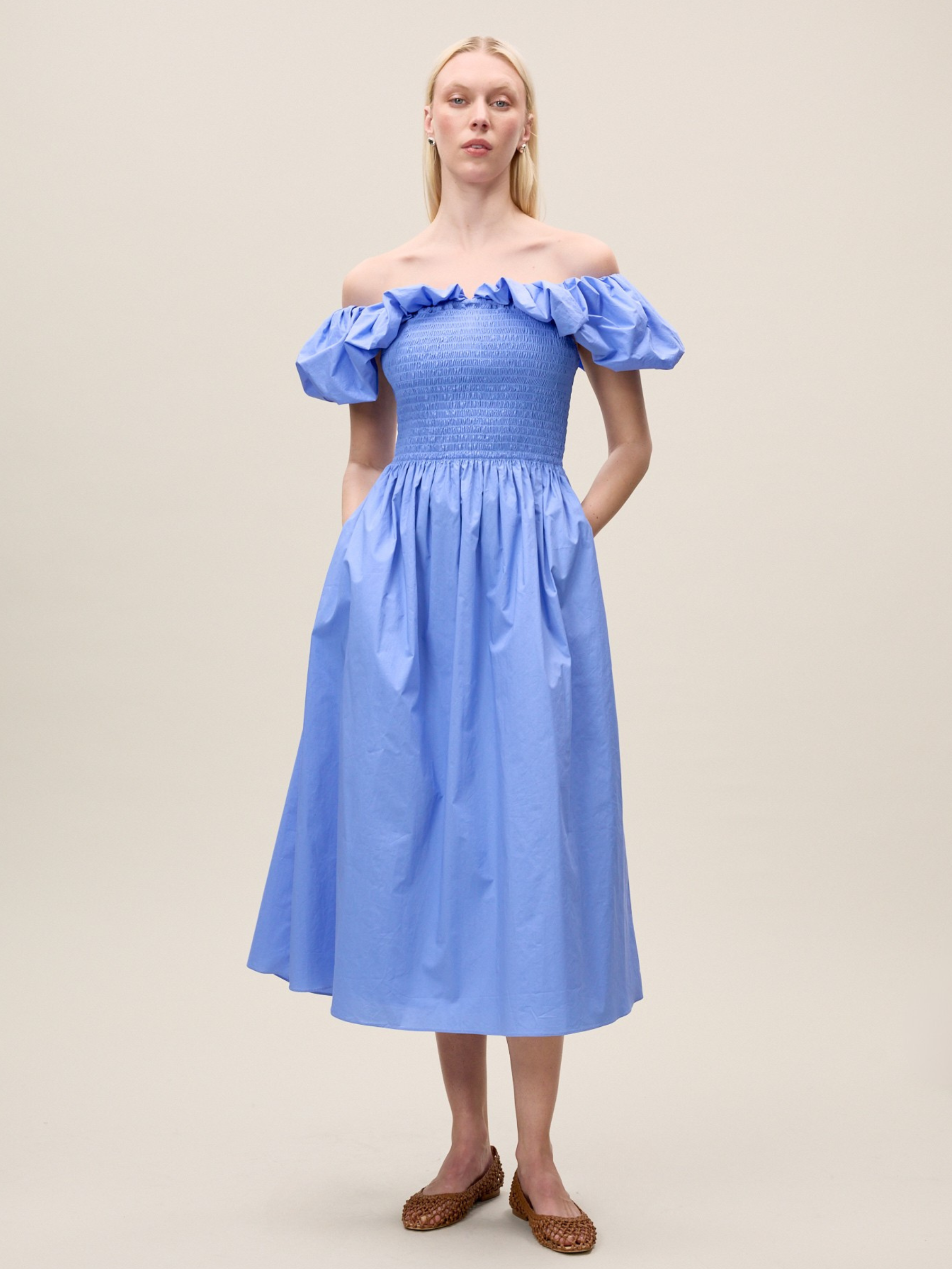 Yara Poplin Midi Dress in Bluebell by Rebecca Taylor