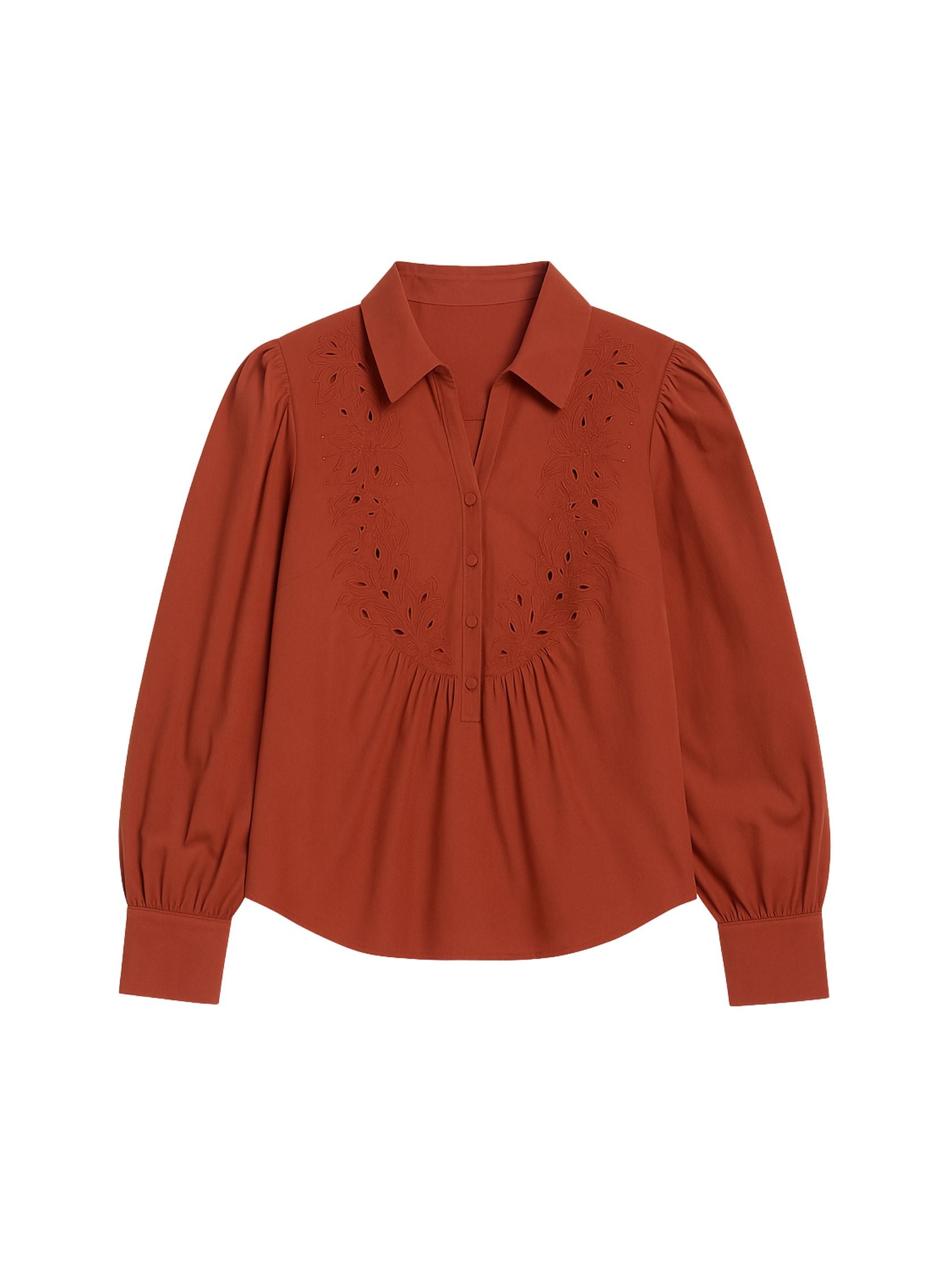Rachelle Pop Over Blouse in Burnt Sienna by Rebecca Taylor