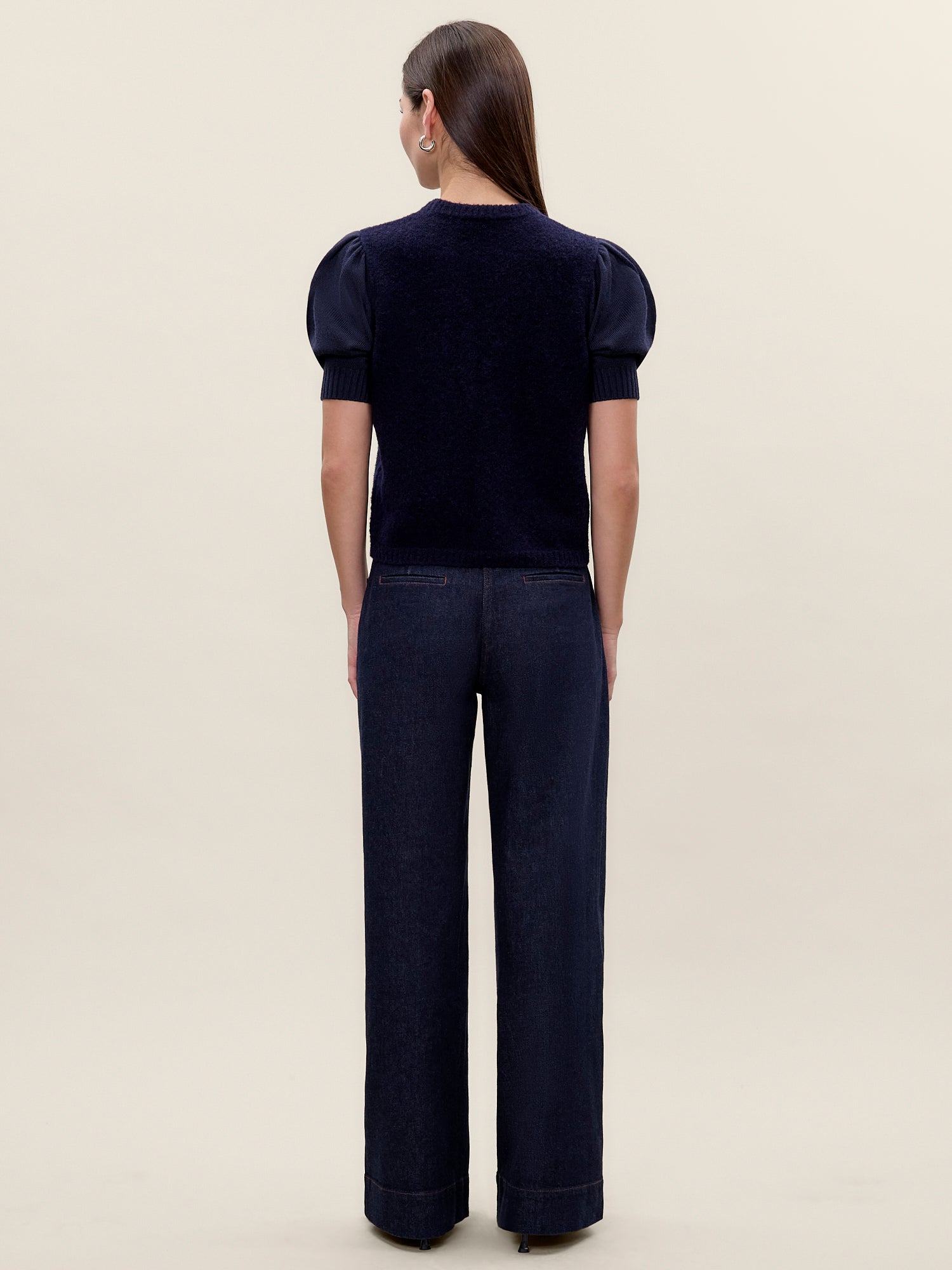 Boucle Texture Sweater in Dark Navy by Rebecca Taylor