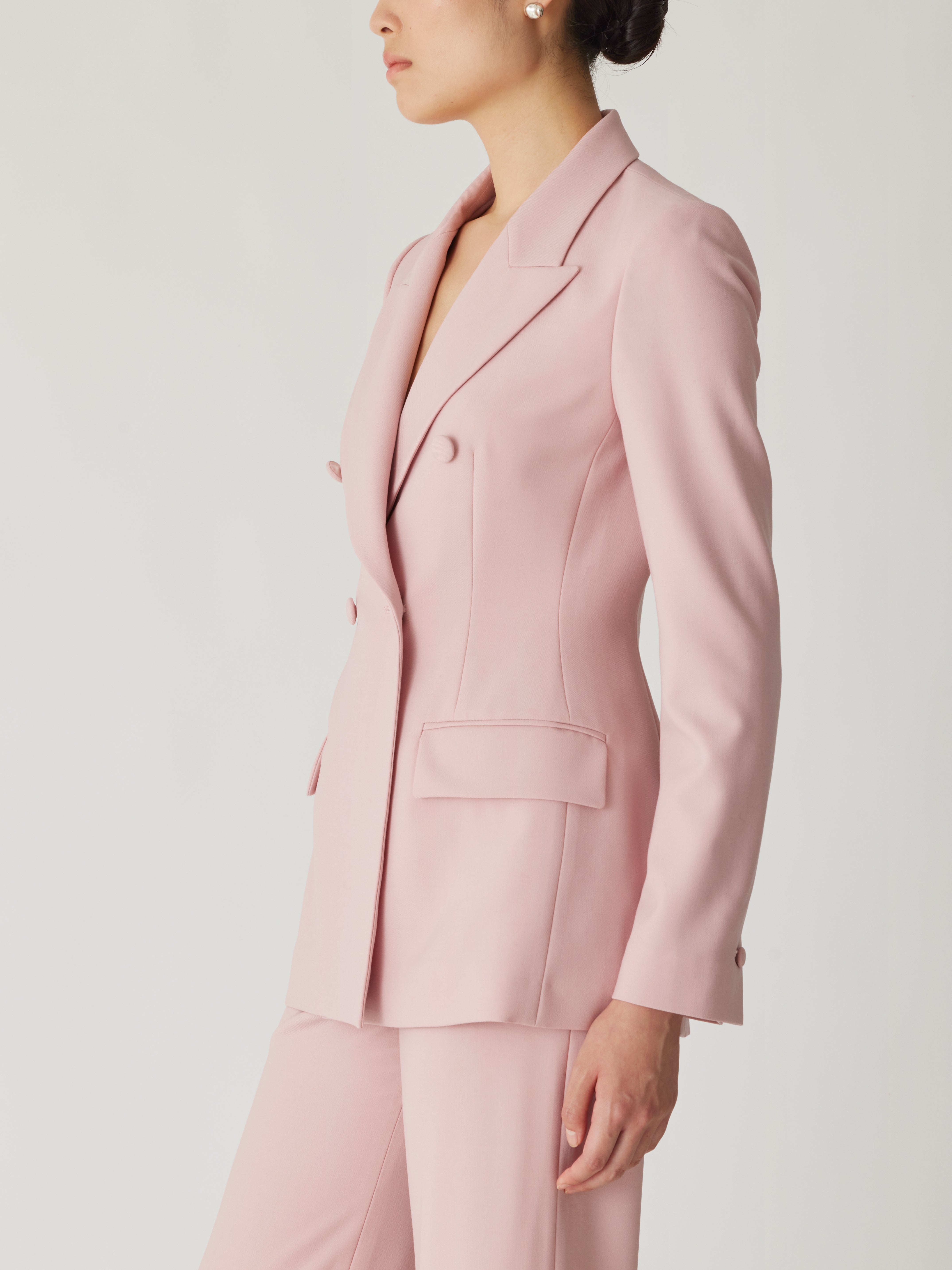 Pink Calvary Twill Structured Blazer Calvary Twill Double Breasted Blazer in Calamine Pink by Rebecca Taylor