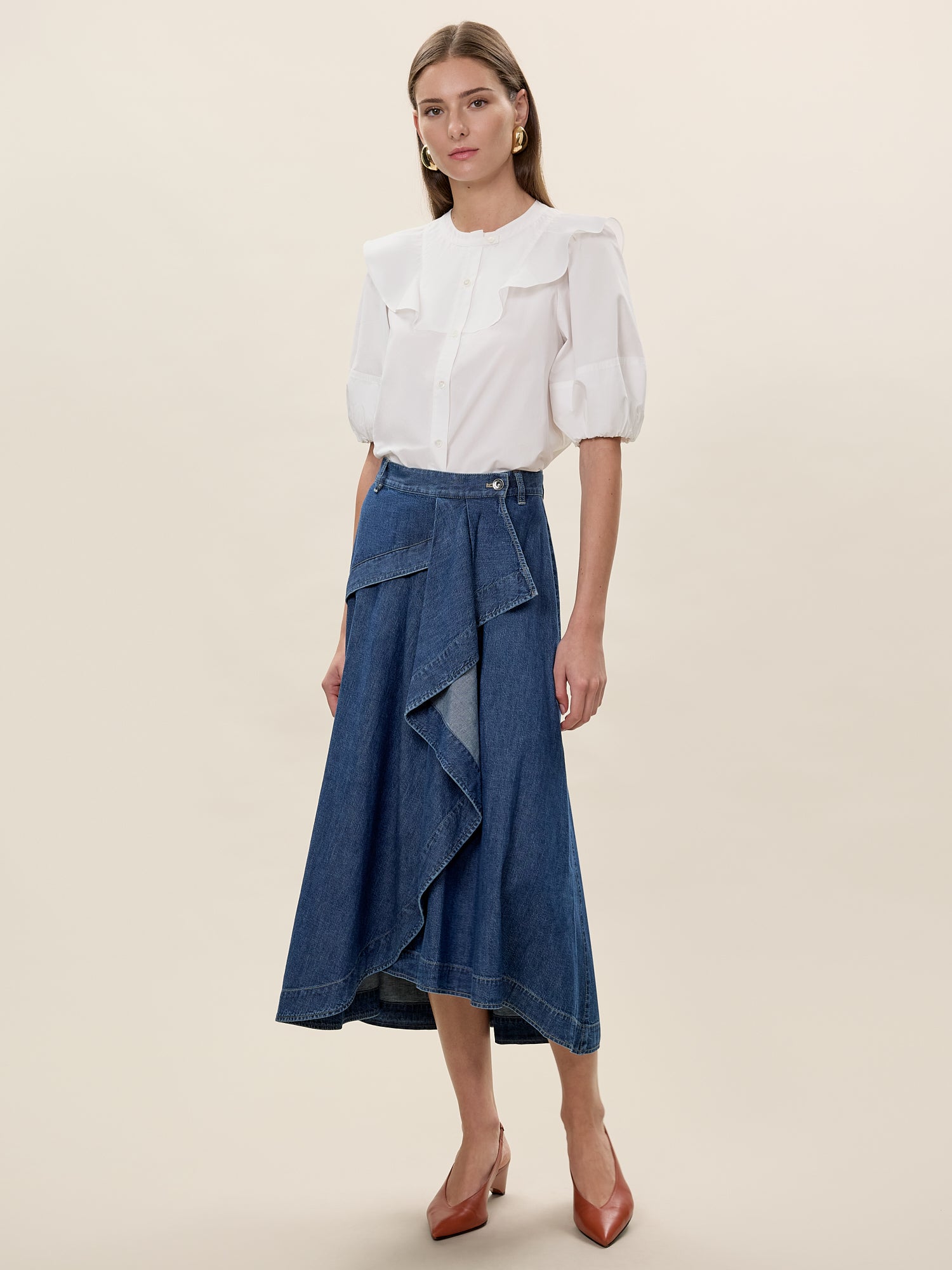 Aisley Poplin Top in Milk by Rebecca Taylor