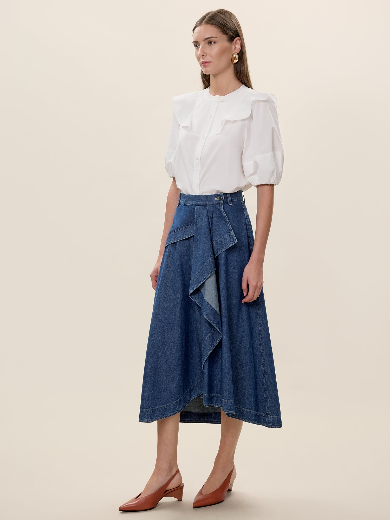 Aisley Poplin Top in Milk by Rebecca Taylor