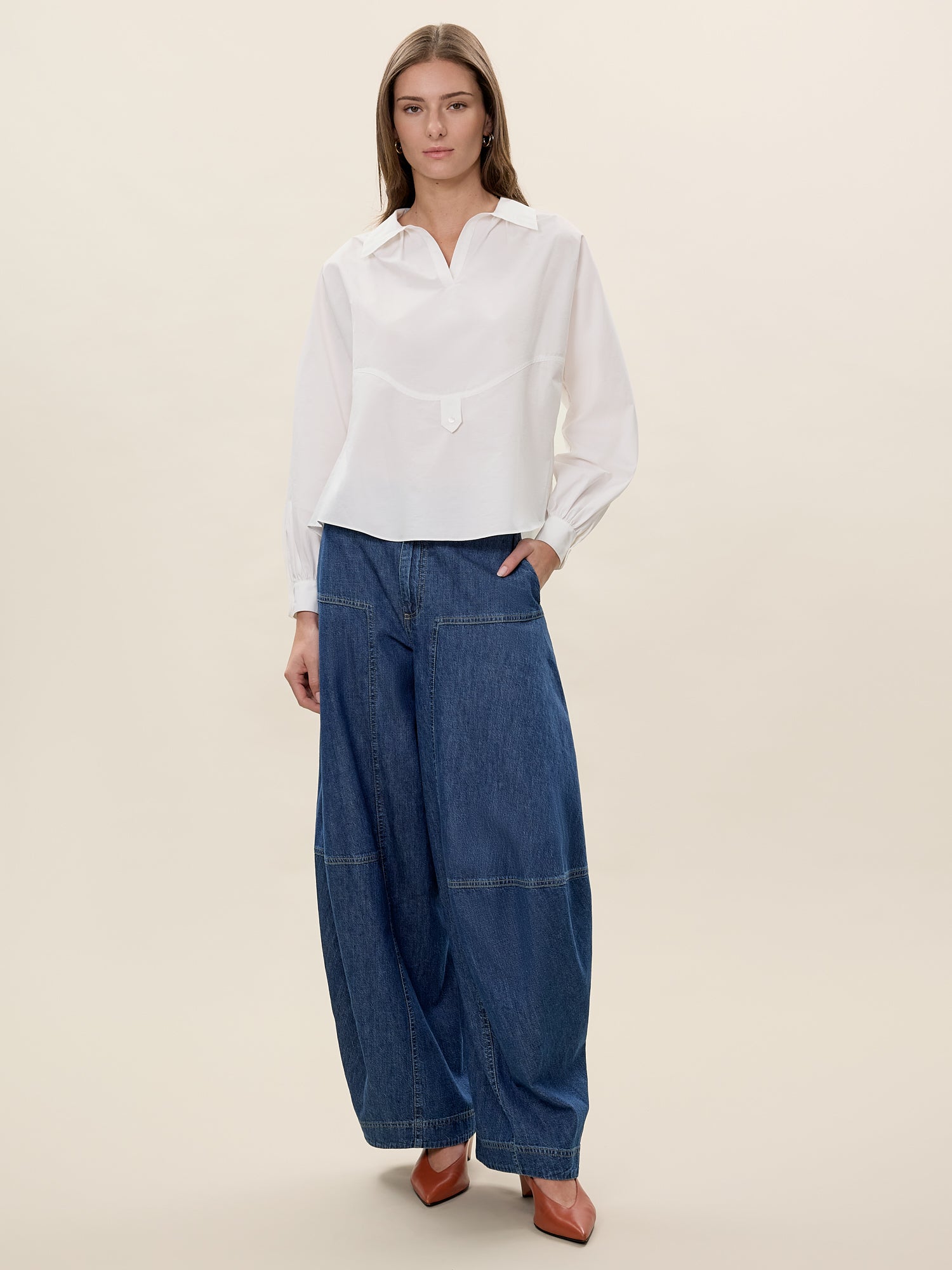 Aisley Poplin Shirt in Milk by Rebecca Taylor
