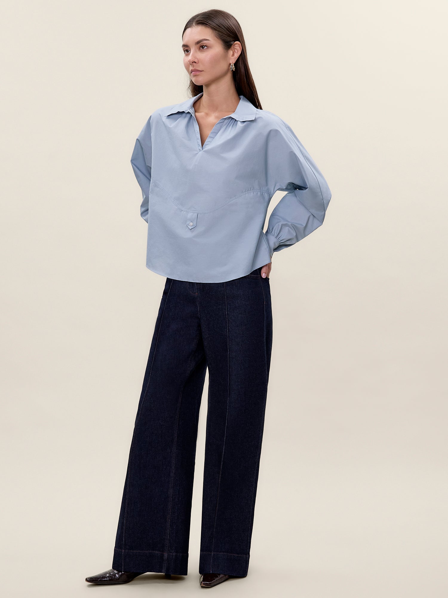 Aisley Poplin Shirt in Chambray by Rebecca Taylor