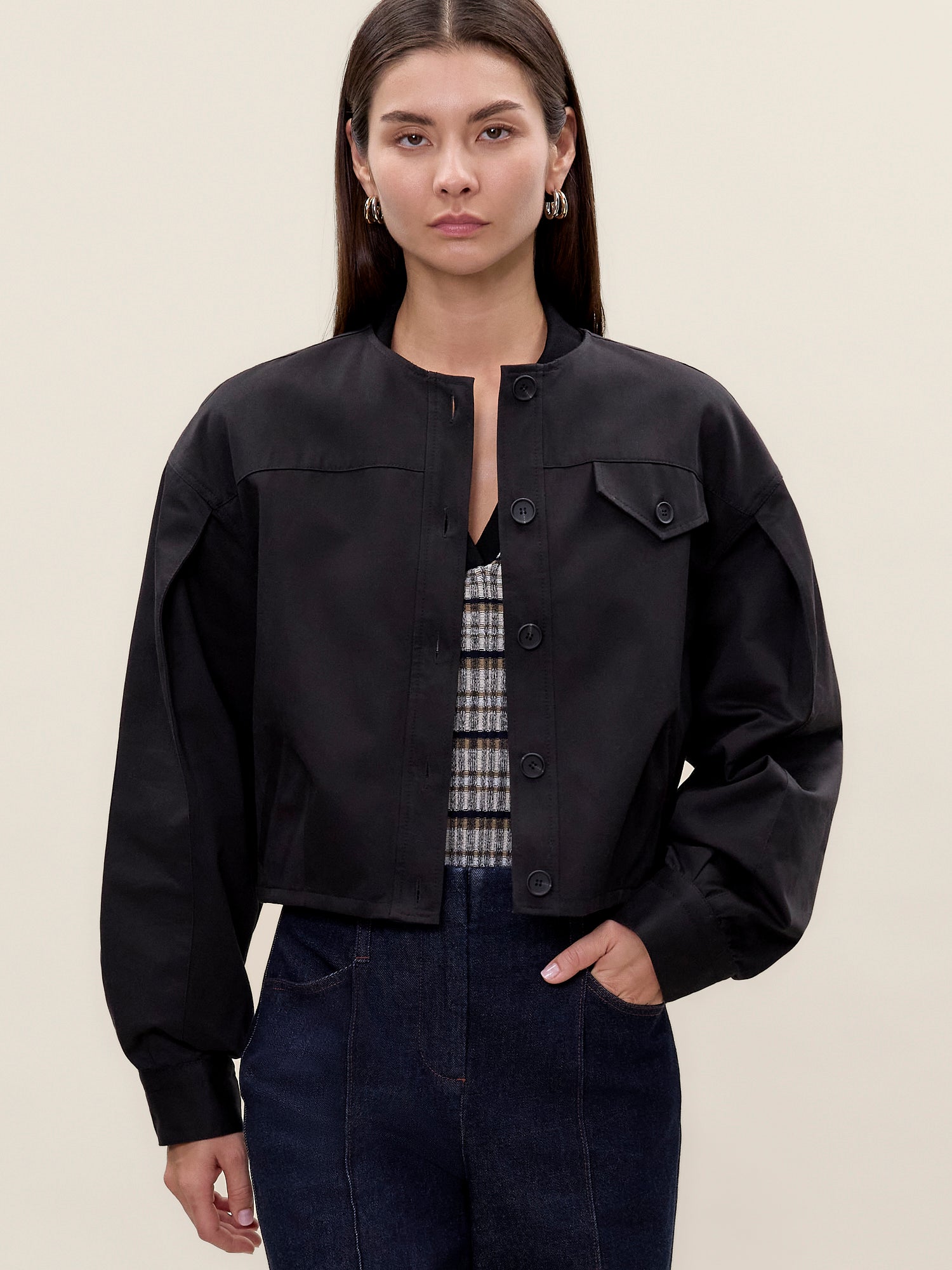 Aria Twill Jacket in Black by Rebecca Taylor