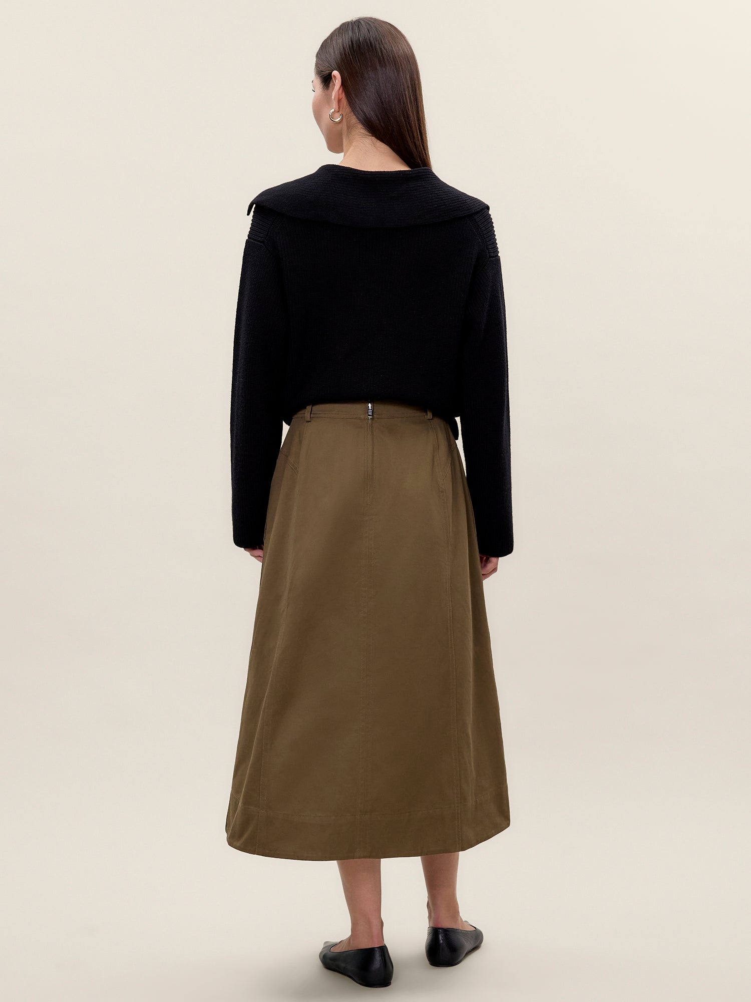 Aria Twill Skirt in Olive by Rebecca Taylor