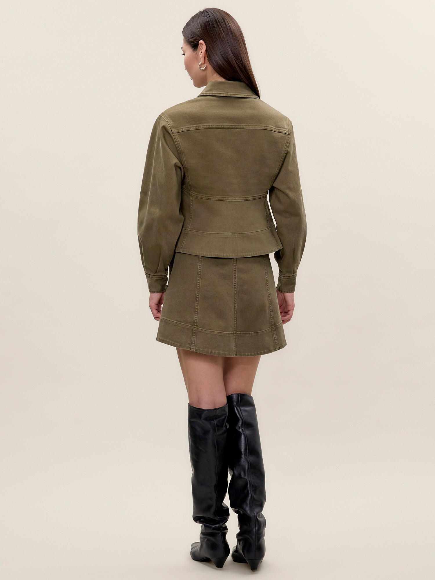 Carmen Garment Dyed Jacket in Olive by Rebecca Taylor