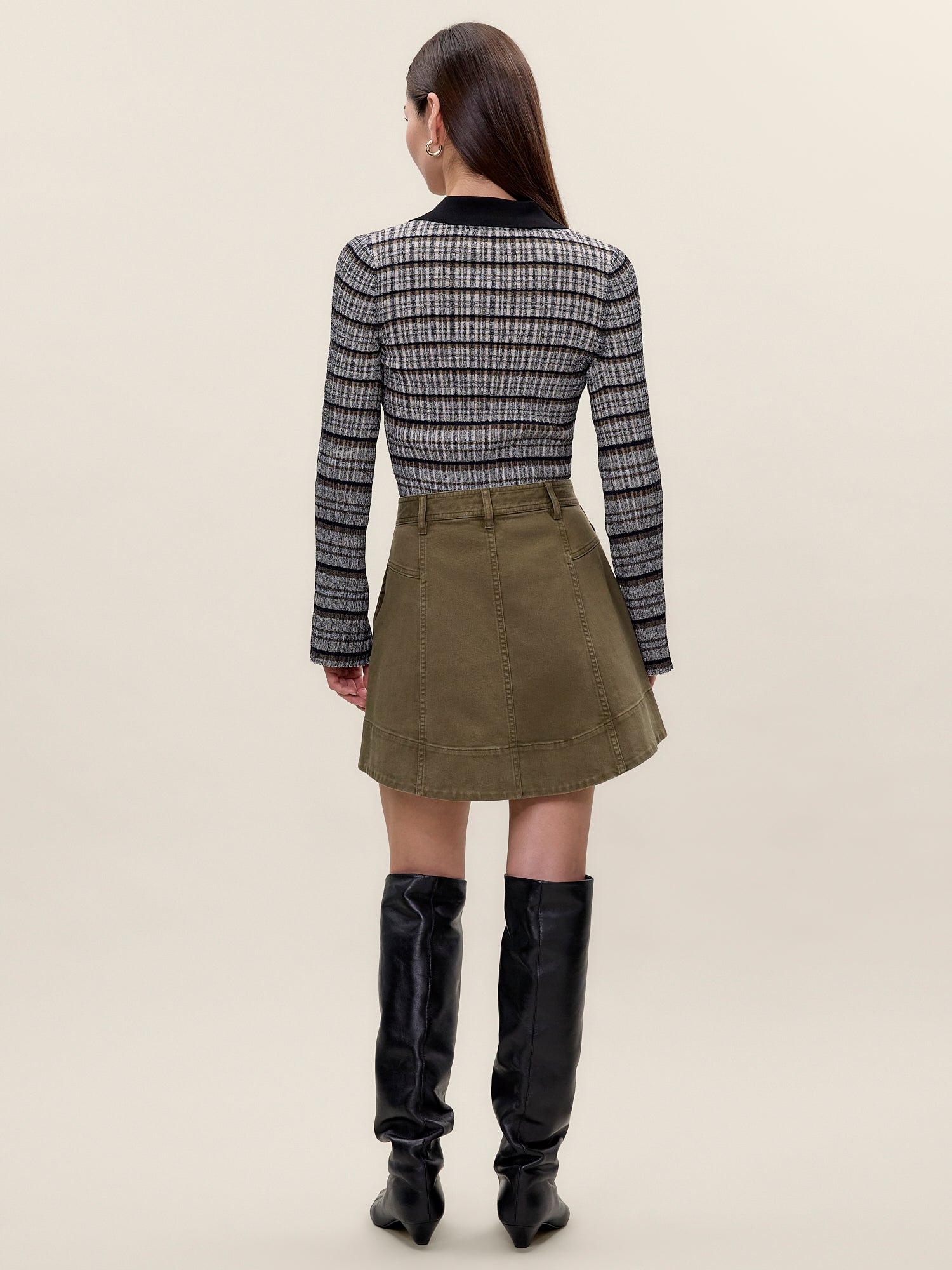 Carmen Garment Dyed Skirt in Olive by Rebecca Taylor