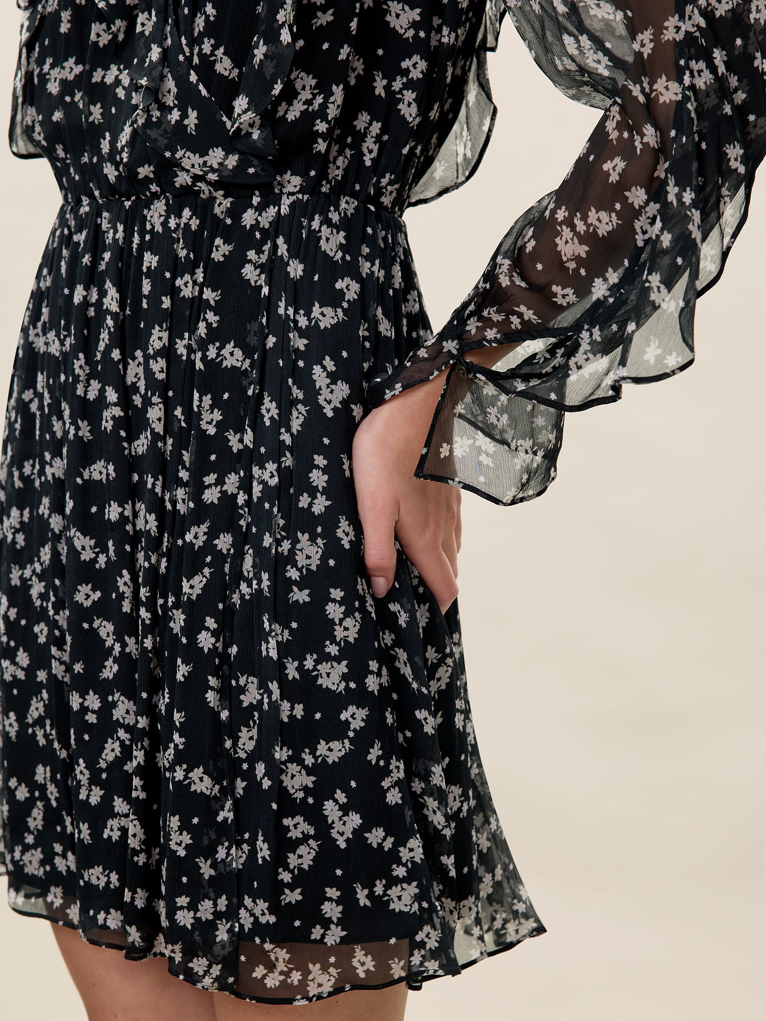 Ditsy Floral Dress in Black Multi by Rebecca Taylor