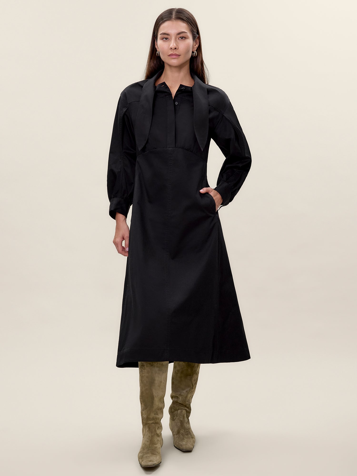 Elspeth Twill Dress in Black by Rebecca Taylor
