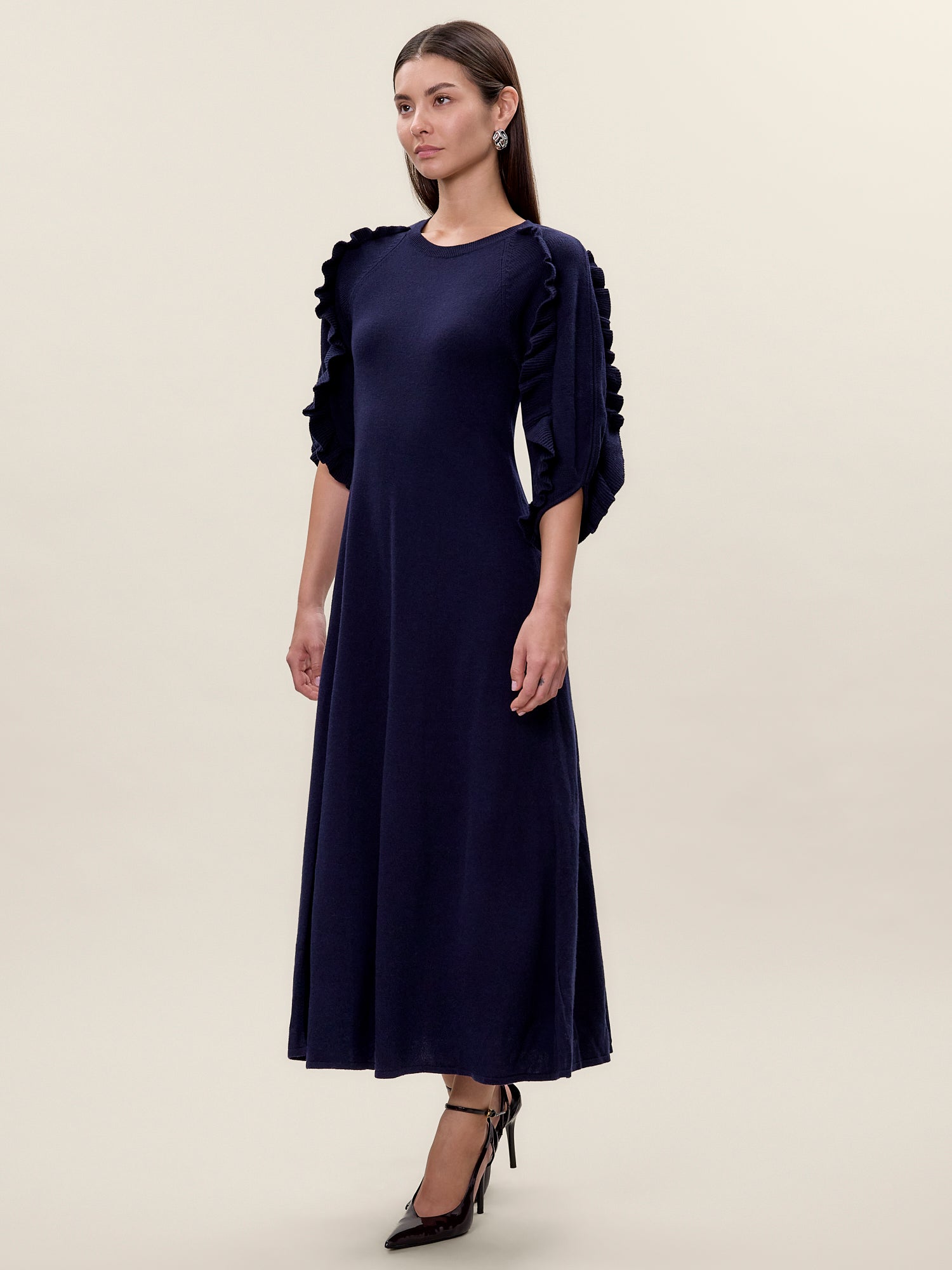 Kaia Sweater Dress in Navy by Rebecca Taylor