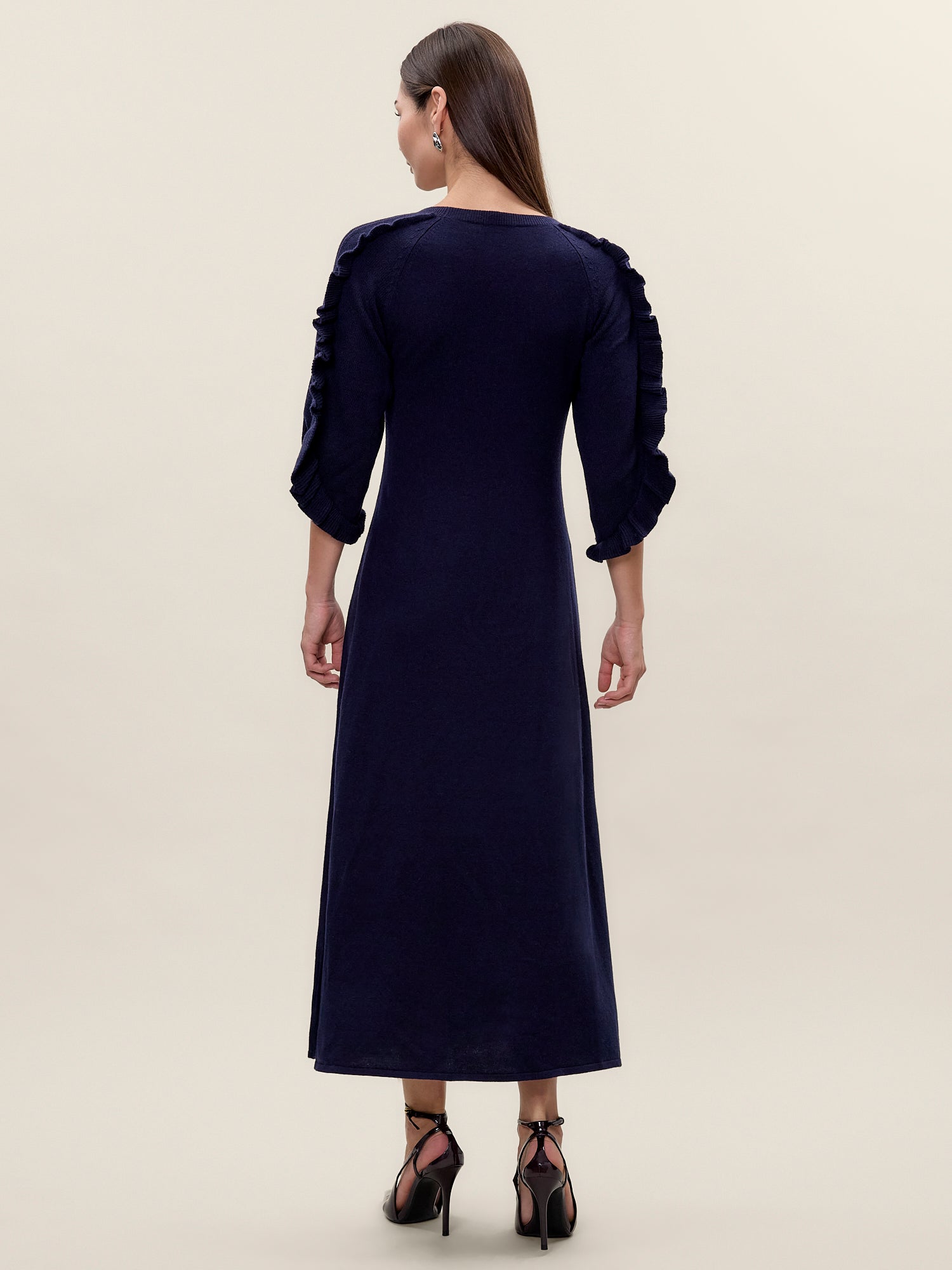 Kaia Sweater Dress in Navy by Rebecca Taylor