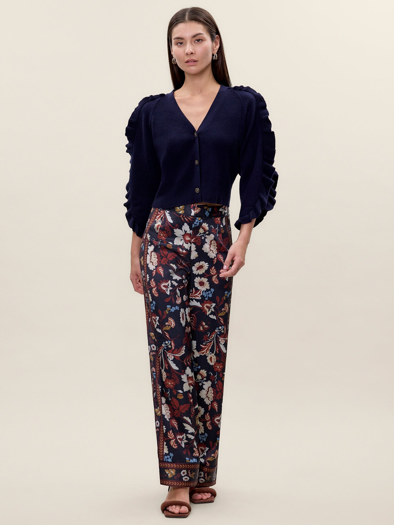 Kaia Knit Cardigan in Navy by Rebecca Taylor