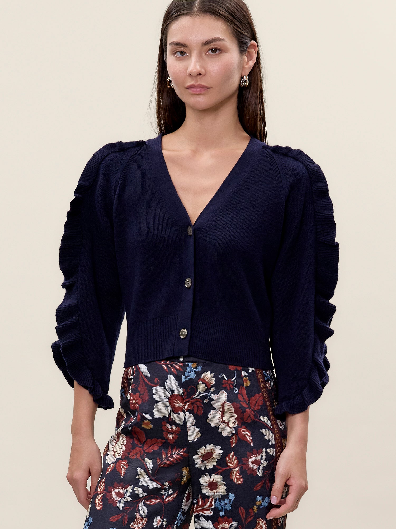 Kaia Knit Cardigan in Navy by Rebecca Taylor