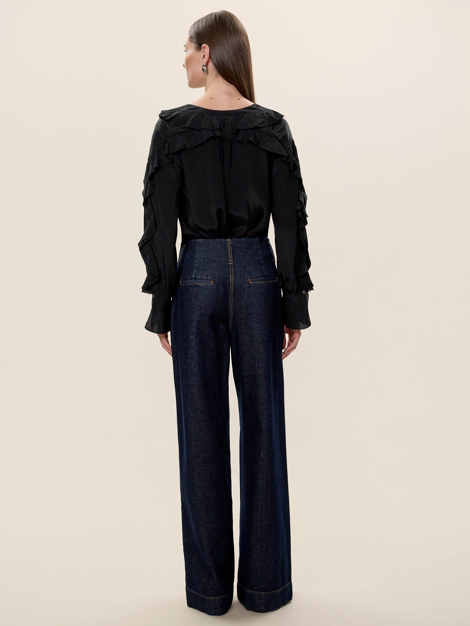 Lillith Ruffle Blouse in Black by Rebecca Taylor